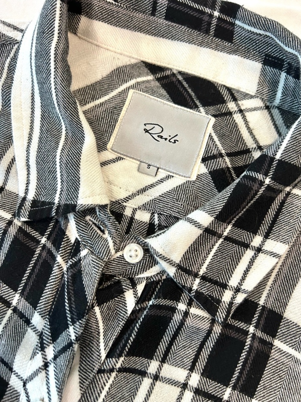 Rails Women’s Black and White Plaid Button-Down Shirt Originally $188